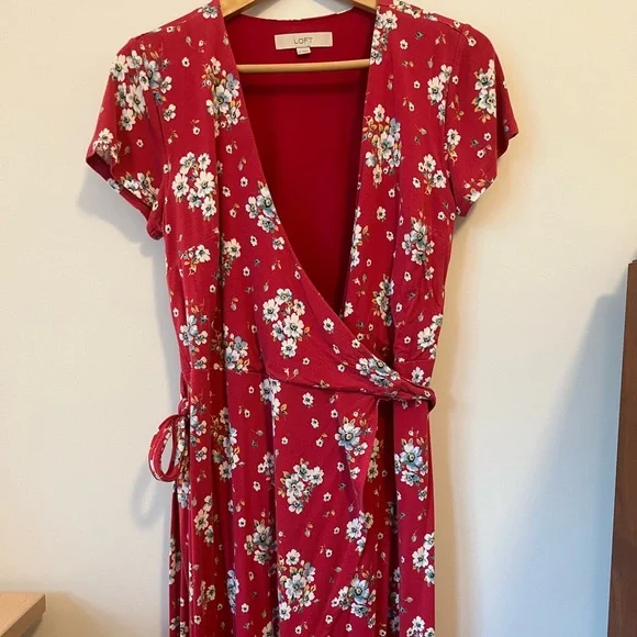 loft red wrap dress LOFT | Dresses | Loft Red Sleeveless Wrap Midi Dress
